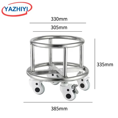 YAZHIYI Stainless Steel Mobile Bucket Holder Trolley Base Casters Hospital Clinic Medical Waste Liquid Bucket Transport Stand