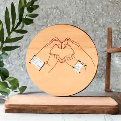 DIY Newborn Baby Birth Hospital Handmade Engraved Round Plywood Milestone Cards Keepsake for Birthday Mother's Day Lslwood
