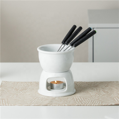 Handmade European Modern White Color Candle Ceramic Ceramic Fondue for Restaurant