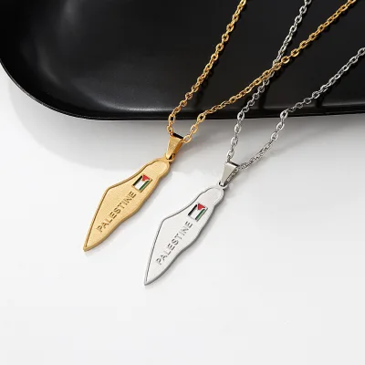 Hot Sellingdrip Oil Vintage Palestine Necklace Israel Map Metal Pendant Accessories Wholesale Free Palestine Necklace