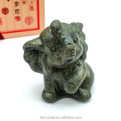 Wholesale Natural Crystal Cute Obsidian Elephant 62mm Animal Polished Crystal Pyrite Elephant for Home Decoration Gifts