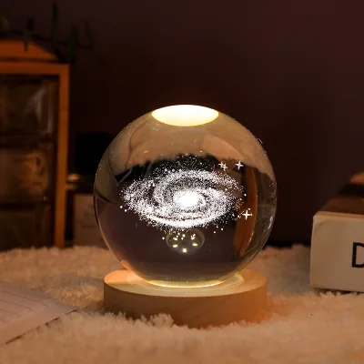 3D Art Plastic Ball Night Lamp Luminous USB LED Desktop Home Decor Modern Durable Family Parties