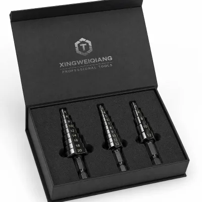 Premium Noted Quick Change Hex Shank Cone Step Drill Bit 3Pcs 3-12/4-20Mm HSS Black Oxide Electrician for Metal Wood Steel OEM