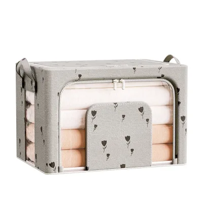 Printed U-shaped Storage Box Household Clothing Organizer Foldable Washable Thickened Spray-Plastic Steel Frame Quilt Wardrobe