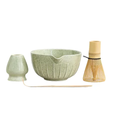 Modern Eco-Friendly Ceramic Matcha Tools Set with Mouth Bowl and Tea Points Tool Japanese Matcha Bowl