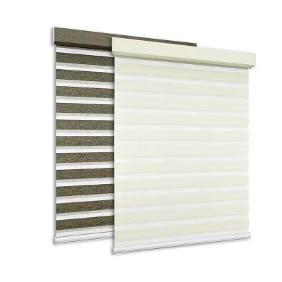 High Quality Canada Indoor Horizontal Window Blackout Dual Roller Shades New Natural Style Custom Size Electric Built-in Plain
