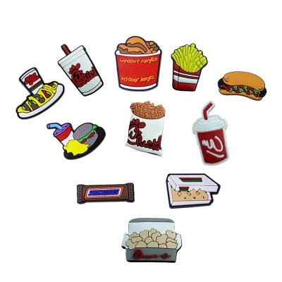 New Arrival Soft Hamburg Decor Flip Flop Shoes with Popular Food Logo Sailor Shoes Charms