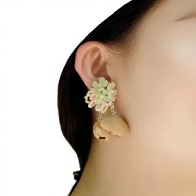 Yunyu Fruit Shell Earrings Original Handmade Ethnic-Style Creative Drop Minimalist Mori-Girl Aesthetic Niche Plant Growth
