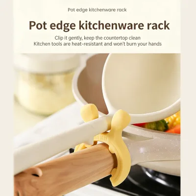 Deer Ear Silicone Pot Lid Holder Utensil Rest Clip for Pan Edge Anti-Overflow Kitchen Spoon Stand Gadget 230°C 3 Colors