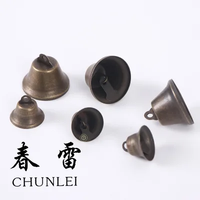 Vintage 30mm Bronze Bell Ornament Rustic Wind Chime, Ethnic Decor & Festive Antique Bells for Christmas Tree, Holiday Craft