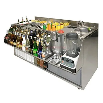 Commercial Cocktail Mixing Workbench - All Stainless Steel Structure to Meet the High-strength Business Requirements