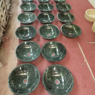Modern Indian Green Marble Spread Bath Washbasin Easy Clean Polished for Hotel Washroom