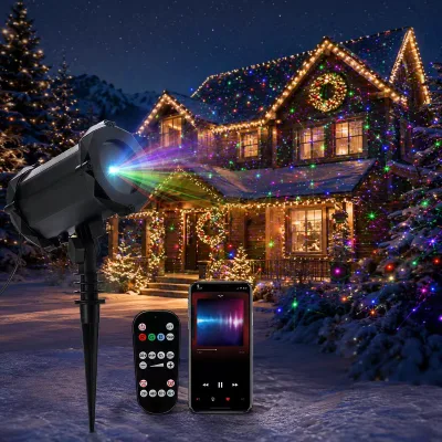 Outdoor RGB Laser Light 48 Patterns Garden Laser Projector  Speaker IP65 Waterproof with RF Remote