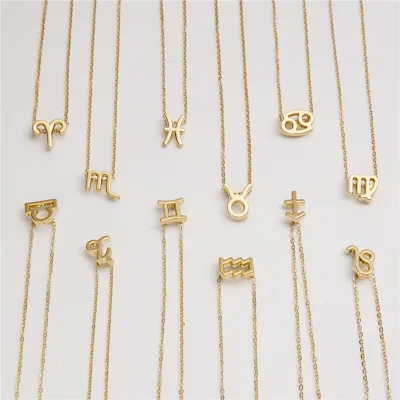 Emanco Popular Classic Dainty Stainless Steel Gold  12 Zodiac Sign Necklace Jewelry Constellation Necklace