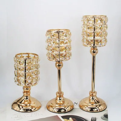 Nordic Luxury Crystal Candle Holder Golden Light Romantic Feather Design for Home Living Room Dining Ceramic Porcelain Vases