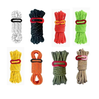 4mm Heavy Duty Reflective Tent Wind Rope 50ft Braided for Camping Hiking and Backpacking