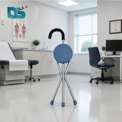 Stainless Steel High Quality Lightweight Factory Wholesale Strength Crutch Stool Folding Walking Stick Three Leg Chair Cane