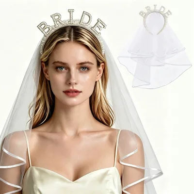 Pearl Bride Headband Pearl Bride to Be Sash Wedding Veil Bridal Gifts for Bachelorette Bridal Shower Engagement Party Decoration
