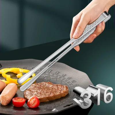 316L Stainless Steel Anti-Scalding Barbecue Clip Korean Style Kitchen Food Cooking Steak Buffet Tongs Small BBQ Clip