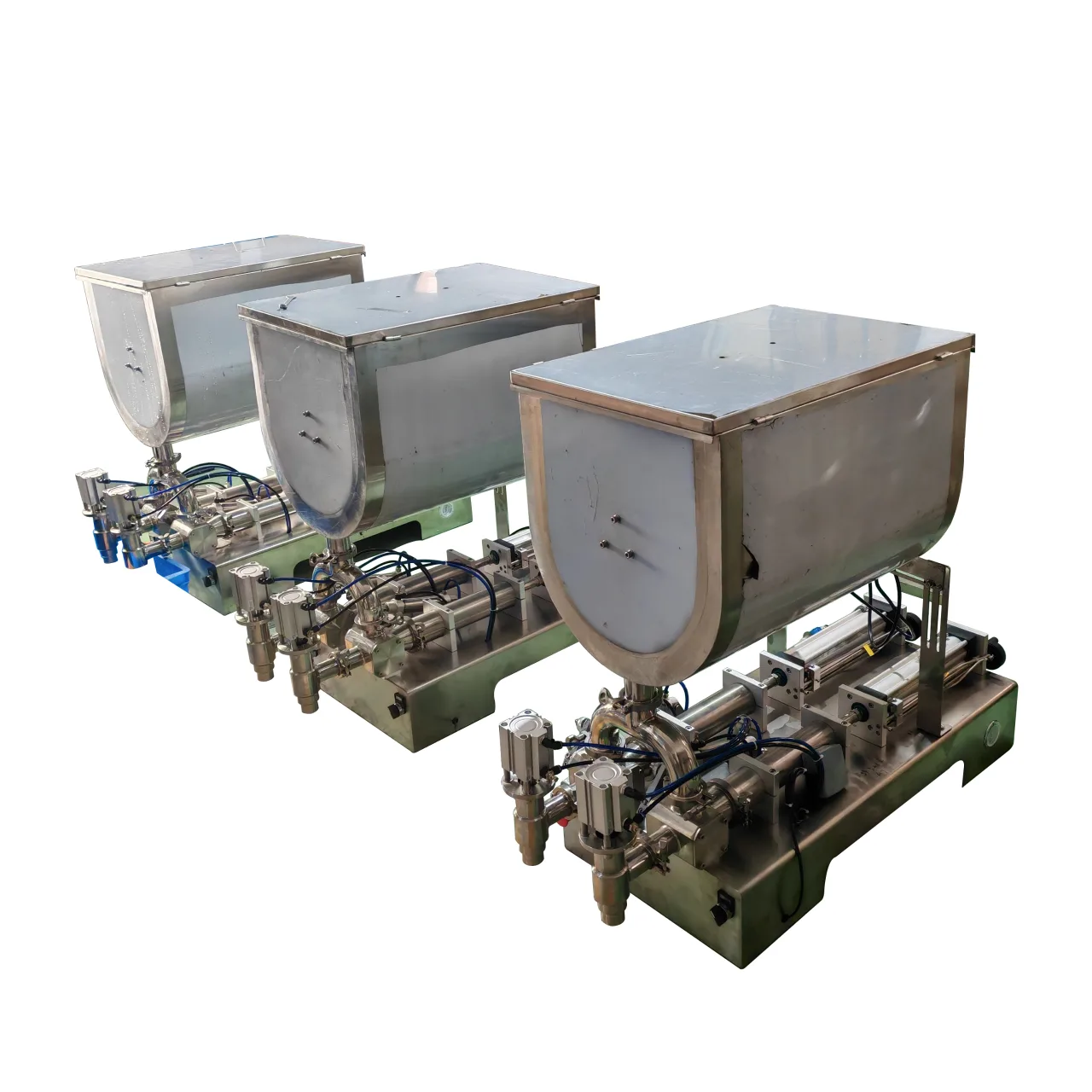Piston Filler Machine Liquid Paste Mixing and Filling Big Hopper for Shampoo Gel Chili Sauce Beverage Glass Packaging
