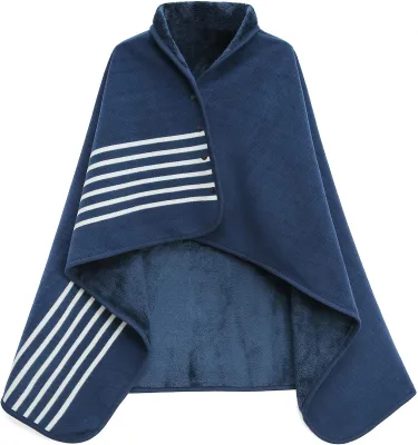 Polyester Plaid Button Scarves Shawls Cape Blanket Printed 2 Layers Fleece Blanket Women Tippet Blanket