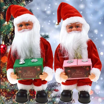 Music Dancing Christmas Santa Claus Plush Toy Mini Electric Santa Doll Gift for Indoor Christmas Decoration
