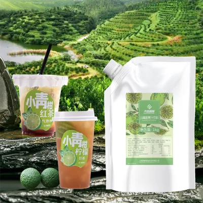Bag of 1 Kg Small Green Citrus Flavor Drink Apple Juice Concentrate Punch Drink