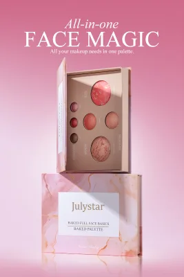 2026 Hot Selling Makeup Powder BlusherHigh Light,Palette Professional Brightening 6-in-1 Makeup Set with Mirror