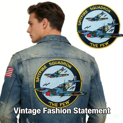 Vintage Spitfire Squadron the Few Eco-Friendly Iron-On PU Embroidered Patch-Decorative Badge for Aviation Enthusiasts Pilot