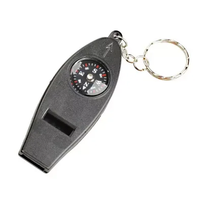 4-in-1 Multifunctional Key Ring Whistle with Built-In Compass and Magnifying Glass for Hiking Camping & Mountain Climbing
