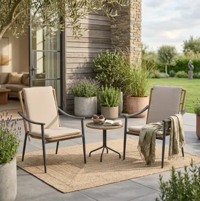BSCI Certificated Aluminium Frame All-Weather Balcony Leisure Furniture Group 2 High-Back Accent Armchairs