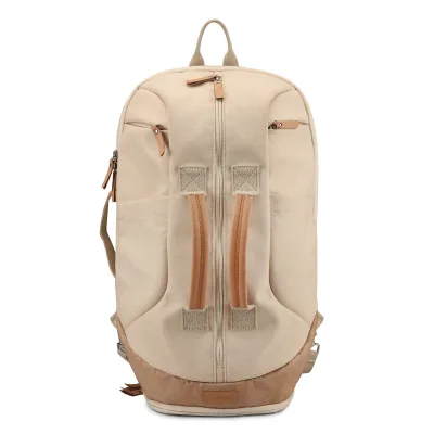 Natural Cotton Canvas Tennis Backpack for Women and Men Racquet Sport Bag with Shoes Compartment for Sports Racket Storage
