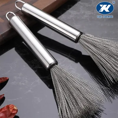 Stainless Steel Pan Brush Long Handle Cookware Scrubber Brush Pot Dish Cleaning Kitchen Specific Dishwashe Pot Tool Brush