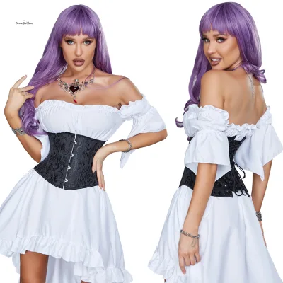 Short Torso Corset Underbust Jacquard Floral Bustier 24 Memory Flexible Steel Boned Waist Slimming Shaper