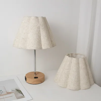 Modern Eight-Petal Flower Fabric Lampshade Cotton Linen Table Lamp Cover with Living Room Accessories