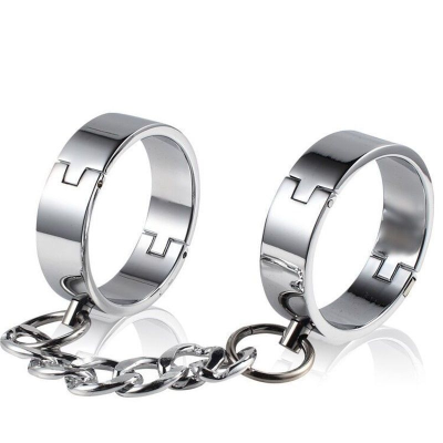 Heavy Metal Hand Cuffs with Chain for Slave BDSM Games Ankle Cuffs for Couple Flirting Bed Restraints