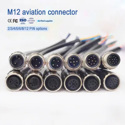 Custom IP67 Waterproof Circular Female Male M12 3 4 5 6 8 12 Pin Cable Connector