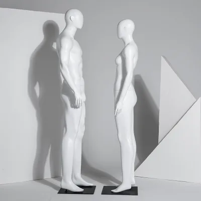 High-End Clothes Display Fiberglass Full Body Matte White Mannequins With Ear
