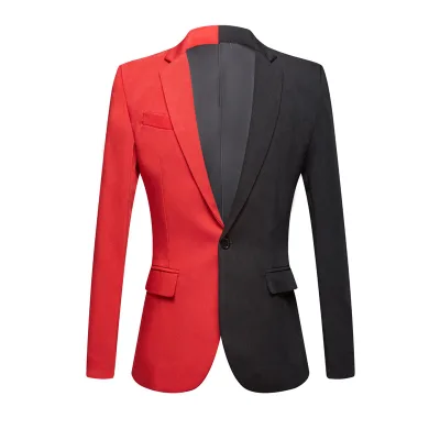 Color Matching Suit Men's Men's Dress Host Performance Studio Red Black and White Dress Coat