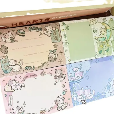 Kawaii Cartoon Cat Pattern (7.5*11cm) Assorted Cute Kitty Design Loose Leaf Memo Pads Office Daily Stationery