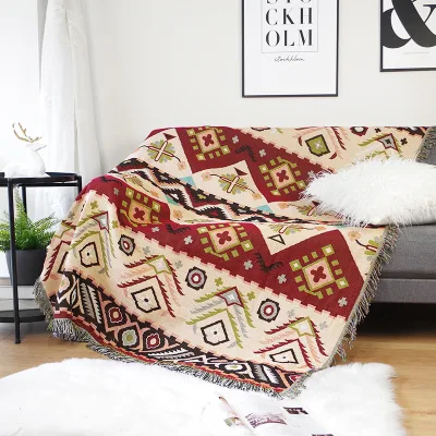 LOW MOQ Quick Customization Tapestry Throw Blanket Custom Woven Blanket Soft Cotton Blend Blanket