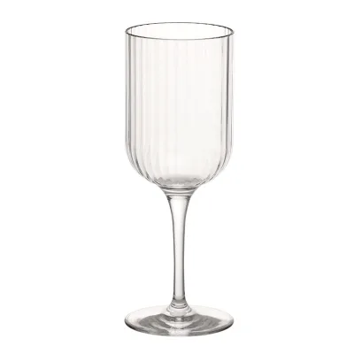 Unbreakable Classic PC Plastic Wine Glass 380ml Capacity Ribbed Stem Design for Red & White Wine