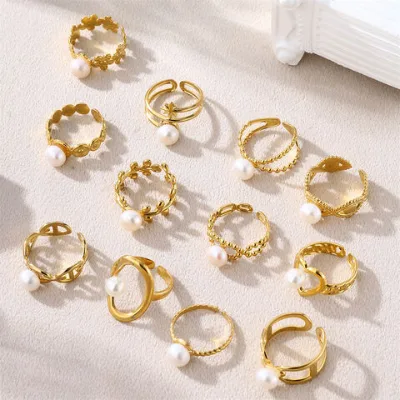 18K Gold Plated Stainless Steel Adjustable Size Ring For Women