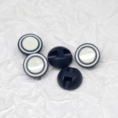 High-Quality 10mm Round Flat Single-Hole White Enamel Blue Metal Button Zinc Alloy Shirt Button Decorative Button