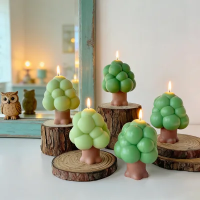 Novelty Bubble Tree Scented Candle Green Mini Tree Shape Soy Wax Home Decor Party Favor Holiday Gifts Wholesale