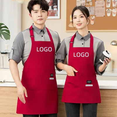 Customized Logo Manufacturer Wholesale Apron Waterproof Oil Resistant and Dirt Resistant Unoform Waiter Work Apron