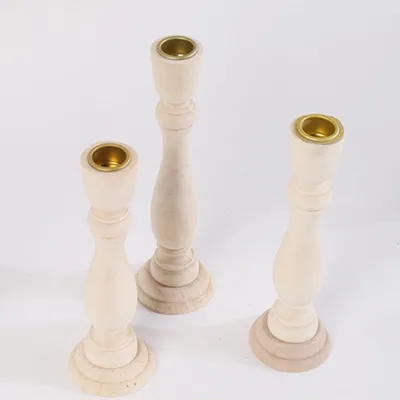 Custom Home Decoration Candle Holder Nordic , Modern Natural Wooden Candle Holder Rustic Candlestick/