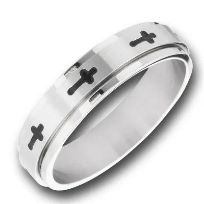Custom Fashion Cross Stainless Steel Men's Ring