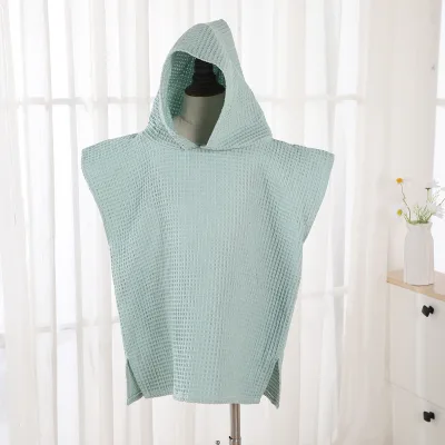 Personalized High Standard Children Organic Hooded Poncho Waffle Bath Towels Pure 100 Cotton Towel for Bath