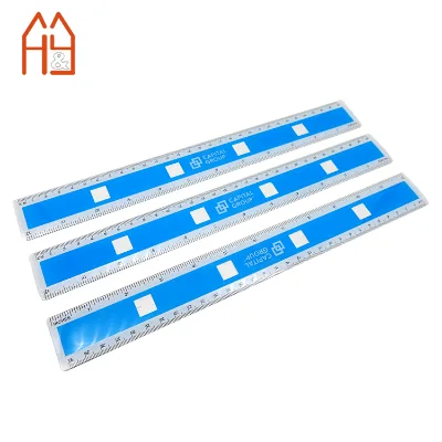 OEM 30cm Clear Plastic Ruler Blue Metric/Imperial Scale Double Bevel Edge Eco-Friendly B2B MOQ 1000pcs